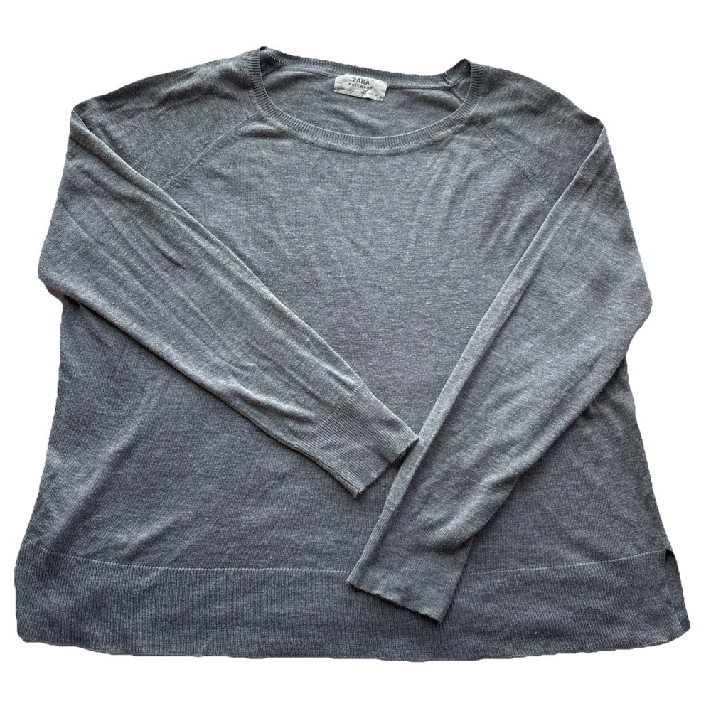 Zara Gray Knitwear Shirt Sweater Lightweight Medium So Soft!